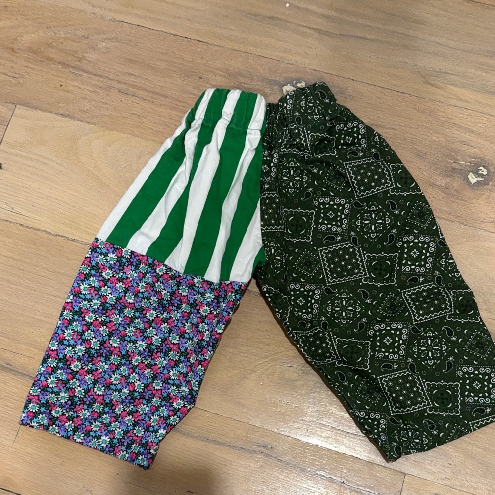 Green and Multicolor Kids Casual Bottoms